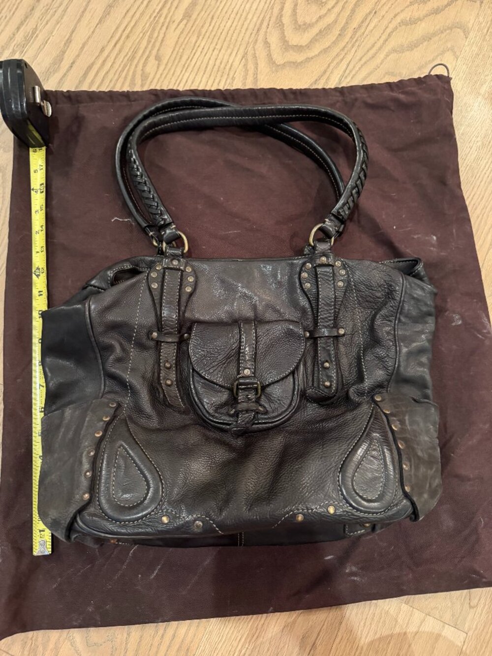 ALLSAINTS vintage black leather bag.